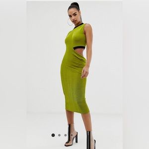 ASOS Cutout Side Midi Dress - Green - Size 6